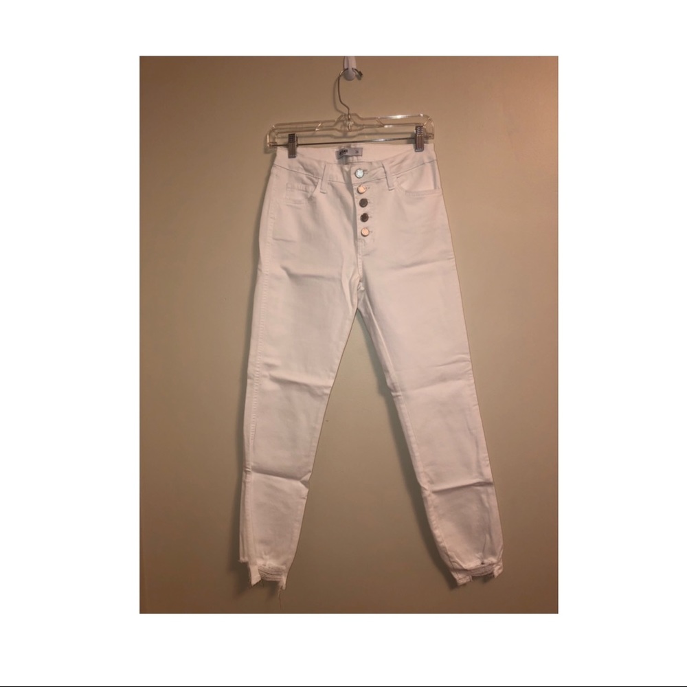 White Raw Hem Jeans